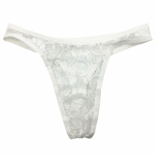 Private shang men's sexy underwear white lace pattern transparent briefs temptation t-pants men's t-pants one size 170jin jin is equal to 0.5kg within