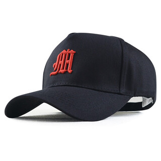 牧纷佰新款高顶帽子男鸭舌帽刺绣黑色硬顶潮牌男士休闲百搭棒球帽秋季户 立体绣图案-黑帽红刺绣