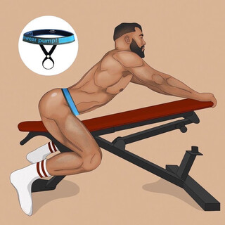 Men's t-string sports and fitness muscular men's underwear with hanging rings, buttock lifting sexy sexy underwear for free intercourse without taking off and receiving underwear, blue 1 piece m