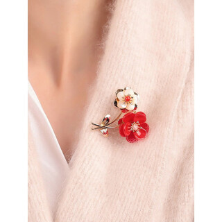 Quamer gold store antique chinese style brooch high-end luxury women's sweater coat brooch corsage shell red