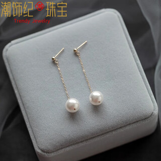 Dl 1998 fat donglai same style 18k gold ear wire pearl earrings earrings wind is blowing qiao mei same style 14k gold 2025 new flow 10mm pearl long style