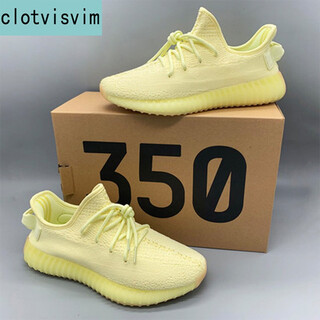 Clotvisvim gypsophila men's and women's shoes spring and summer shock-absorbing shoes sports running shoes three-bar couple mesh shoes putian jaki coconut shoes 350 cream yellow really explosive blue box packaging 44