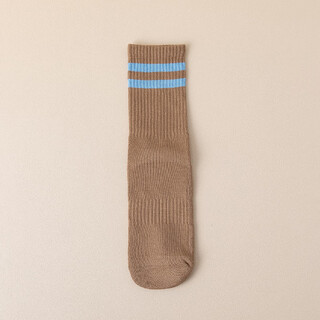 Lululmcctn yoga socks, professional silicone non-slip, comfortable and breathable mid-calf socks, pilates fitness socks, coffee color, one size fits all