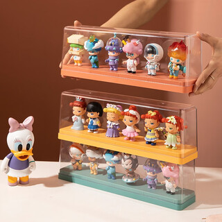 Goto blind box storage high-transparent display stand labubu bubble mart large size transparent dust-proof box acrylic dark yellow one pack free 8 nano glue