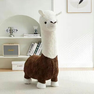 Living room ornaments large floor-standing alpaca plush seat doll living room bedroom floor-standing home decoration new home festival 110cm large brown removable and washable lambswool