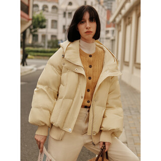 Peacebird women's 2024 winter hooded puff down jacket a1ace4224 beige xs