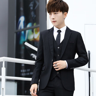 18-year-old teenagers, high school students, adult dresses, suits, boys' suits, suits, men's small suits, student casual suits, three-piece wedding dresses, black_suit + trousers + tie l