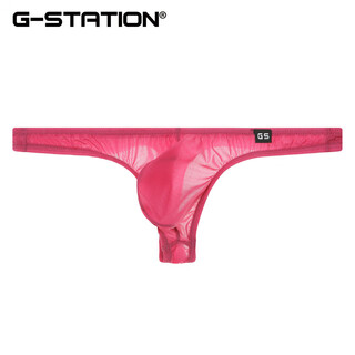 G-station ultra-thin striped men's thong, soft, comfortable, breathable, quick-drying, sexy tight underwear, size small, magenta l