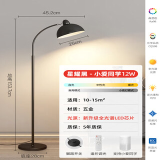 振牛落地灯氛围灯钓鱼灯2024新款客厅沙发现代简约创意沙发卧室床头 星耀黑【护眼Ra98】小爱同学 12W