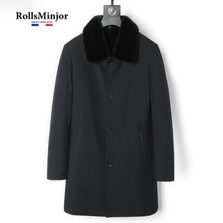 Rollsminjor light luxury brand parka men's new mink liner fur integrated nikon mink coat fur jacket black l (170)