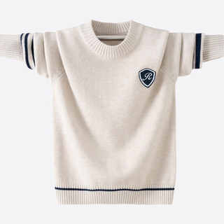 Half-year-old (bandabuxiao) boys' wool sweater round neck thick style korean style loose sweater for junior high school students and high school students trendy beige color 180 suitable for 171-177 height (130-145 jin jin is equal to 0.5 kg