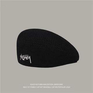 Bkqu beret male wang jiaer summer thin style reverse wear forward hat retro painter hat wang jiaer mesh style-black m56-58cm