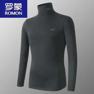 Romon modal autumn and winter new long-sleeved t-shirt men's turtleneck bottoming shirt pure cotton inner with velvet thickened underwear top dark gray 4xl (180-200jin jin equals 0.5kg slim fit)