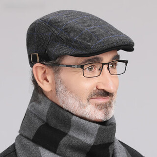 Qipeier old man's hat men's spring and autumn peaked cap middle-aged and elderly men's winter dad and grandpa hat warm old hat black one size 56-60cm adjustable
