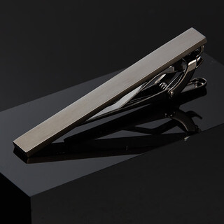 猎尚枪色简约男士领带夹正装夹子商务领夹高端领带别针女固定针礼盒装 长款枪色领带夹