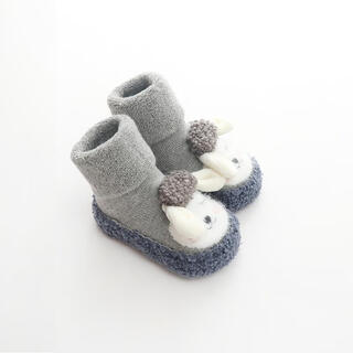 Yeehoo baby floor socks autumn and winter pure cotton thickened non-slip warm toddler shoes and socks newborn spring floor shoes baby socks gray lamb single and double pack one size fits all l size suitable for ages 12-18 months suitable for foot length