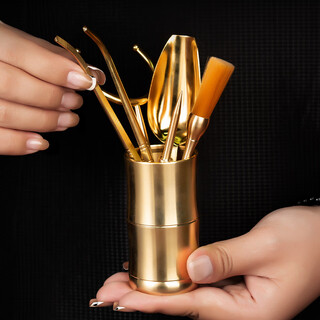 Yijuke mini tea ceremony six gentlemen tea clamp tea spoon tea brush tea needle tea fork copper kung fu tea set accessories mini six gentleman bamboo/copper