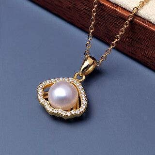 Yage genuine pearl pendant earrings set affordable high-light freshwater pearl necklace s925 silver exquisite stud earrings 7-8mm silver pendant + s925 silver chain