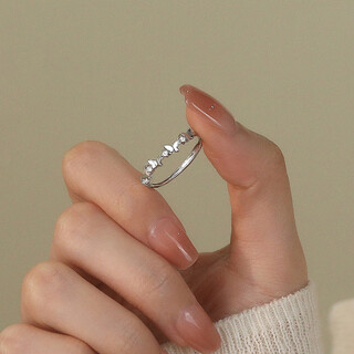 Qi xiaomi pure s999 pure silver butterfly ring girls open ring sparkling diamond adjustable index finger ring birthday gift for girlfriend 999 pure silver butterfly ring-open