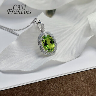 Cajj francois 3.50 carat peridot pendant for women, natural colored gemstone, jewelry gem 925 silver inlay, peridot pendant
