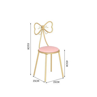 Haolibon modern simple girl's bedroom dressing table stool butterfly backrest internet celebrity chair ins nail art makeup chair light luxury butterfly chair pink leather cushion