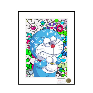 Sunwayart store manager recommends death nyc autographed limited edition artist print doraemon living room decorative painting aluminum alloy (black) 44.5 57.5cm