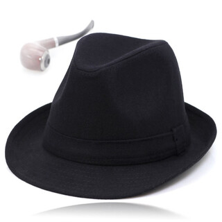Middle-aged and elderly people's hats woolen british jazz hats spring autumn winter winter men's middle-aged hats men's hats black 59 cm