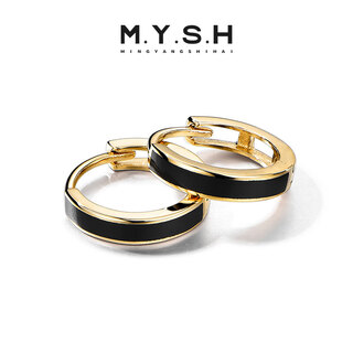 Mingyang zhuhai 18k gold white gold rose gold earrings men's earrings single light luxury simple high-end circle earrings earrings small 18k gold gold earrings single