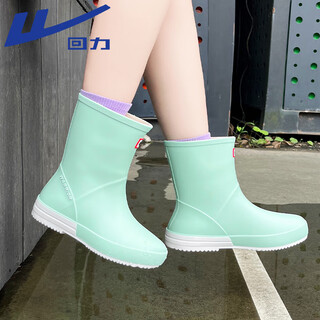 Pull-back rain boots for women, fashionable outdoor waterproof shoes, non-slip and wear-resistant rubber shoes, rain boots 13-1 green 36