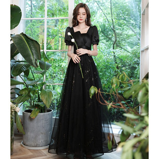 Seidler high-end evening dress women's banquet temperament 2025 new tube top fairy student long style host light luxury niche black l