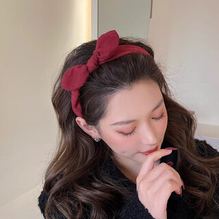 Xiang wan cute elegant bow headband women's versatile headwear outing crushed hair headband headband burgundy