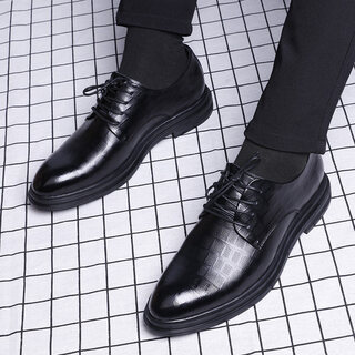 Puliwei leather shoes men's 2024 autumn new business shoes formal leather shoes cowhide men's leather shoes formal shoes british men's shoes black 42