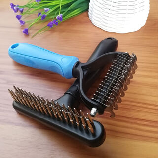 Jiajiemei dog hair brush depilation comb long-haired alaskan border collie golden retriever special large dog nail rake comb sky blue + knot knife
