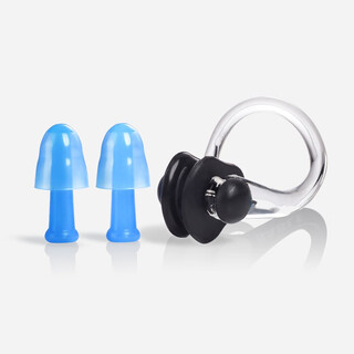 Swimming earplugs waterproof ear water ingress artifact middle ear silicone inflammation adult bathing nose clip equipment blue earplugs black nose clip set (enhanced version)