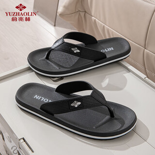Yu zhaolin (yuzhaolin) flip-flops for men and women, beach shoes, flip-flops, flip-flops for outer wear, ye408 black 42/43