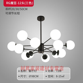 套房灯具全套组合全屋套餐现代简约大气卧室灯2022年新款北欧轻奢客厅吊灯 魔豆-12头（三色变光））