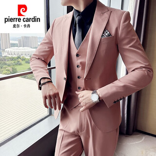 Pierre cardin wedding suit men's formal wedding groom handsome lapel casual host suit jacket orange pink single suit s recommended 90jin jin is equal to within 0.5 kg