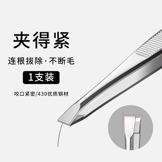 Miaoqian small tweezers, eyebrow plucking clip, non-slip eyebrow clip, beard plucking clip, stainless steel false eyelashes beauty tool, flat mouth, silver