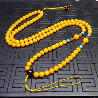 Zhuo liang collectible beeswax necklace women's clavicle short universal chain pendant with natural dense wax chain russian beads diameter 6-mm, circumference 65 cm