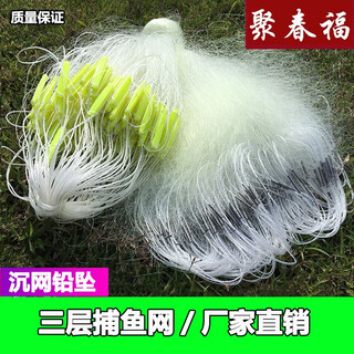 Juchunfu three-layer mesh wire mesh fishing net dipped fish net hanging net crucian carp net white strip net white strip net single layer floating net fishing net sea net