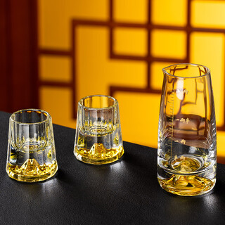 Flower language four seasons light luxury white wine cup wine divider household set high-end wine set commercial one-cup small bullet cup glass with scale diamond face jiangshan cup 2 pieces + wine divider 100ml 1 piece