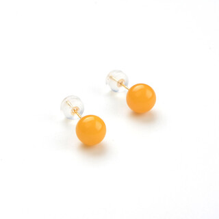 Her generation amber beeswax 18k gold stud earrings fashionable simple jewelry for your girlfriend 6mm style (863896)