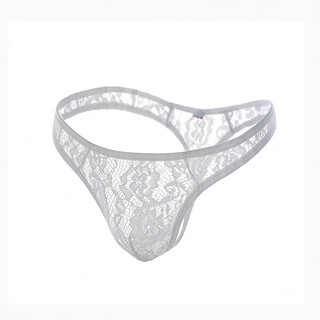 European and american men's lace thong sexy underwear sexy underwear transparent men's t-pants for gay men m white