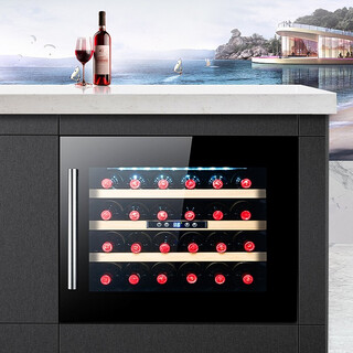 Odino embedded constant temperature wine cabinet, red wine cabinet, home kitchen and bathroom fully embedded small red wine cabinet, beverage tea wine and foreign wine refrigerated thermostatic cabinet 65a black
