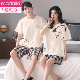 Modal couple pajamas women summer short sleeve shorts set thin cute summer home clothes men 2025 new js8832 couple m female m + male xxxl
