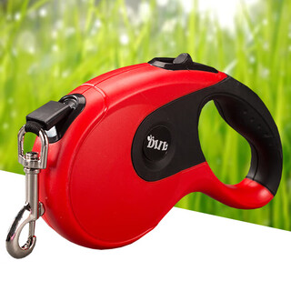 Dele dog walking rope automatic retractable traction rope pet outdoor dog walking chain teddy corgi pomeranian small dog anti-tension lead red 5 meters