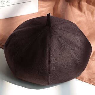King of hats classic octagonal hat for men middle-aged and elderly old hat autumn and winter woolen beret painter hat dad and grandpa hat brown medium size (57-58)cm