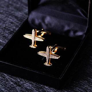 Kt cufflinks men's fun cufflinks gold crystal aircraft cufflinks men's suits business men's french shirt cuff nails new gold crystal aircraft cufflinks