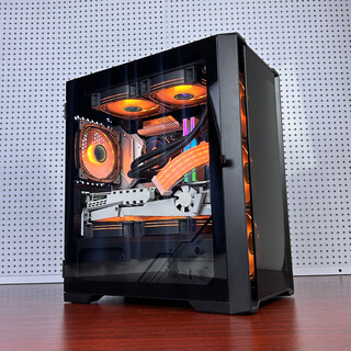 Wanjia juechen shadow computer chassis desktop (m-atx motherboard/glass side transparent panel/top 240 water cooling slots/8 fan slots/3 hard drive slots) shadow black