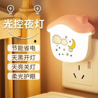 Chichang small night light energy-saving plug-in baby feeding child eye protection sleeping light night bedroom astronaut atmosphere light bedside pink house light control soft white light